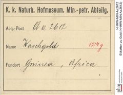 Etiketten zu Gold (NHMW-MIN-Aa2612)